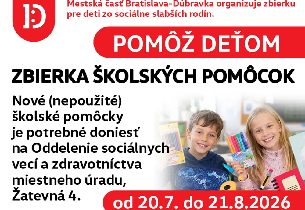 Školské pomôcky môžu v Dúbravke skutočne pomôcť